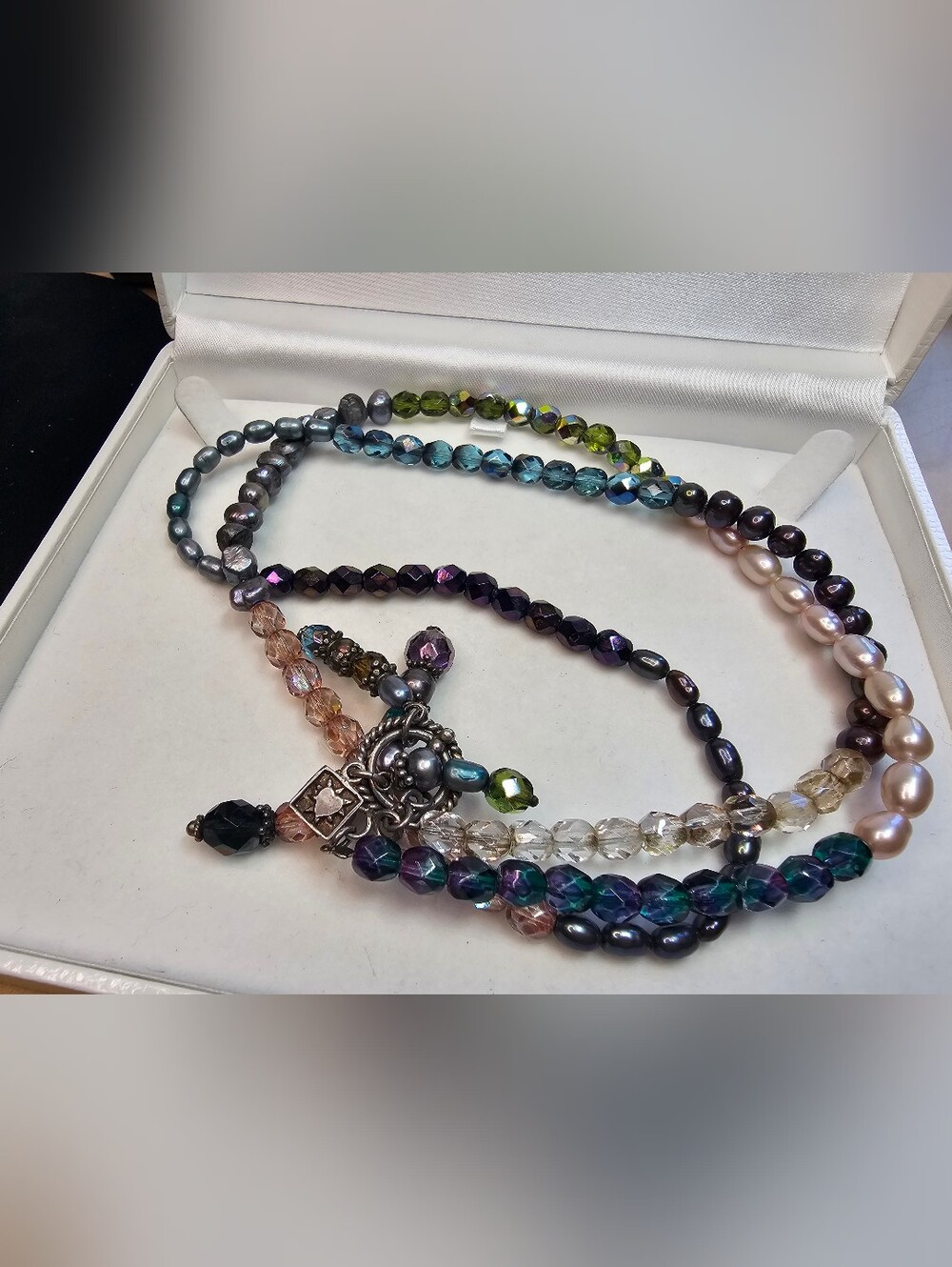 Multicolor Genuine Pearl and Glass Beaded Necklace